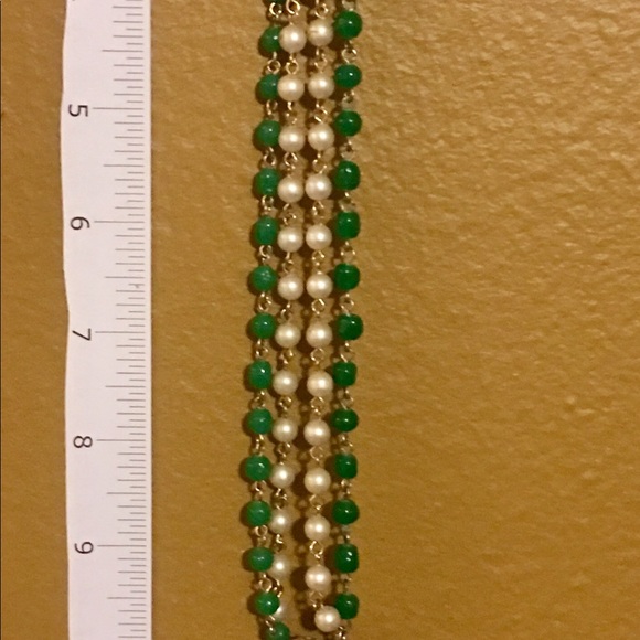 Antique faux flapper tassel necklaces green pearl - Picture 5 of 5